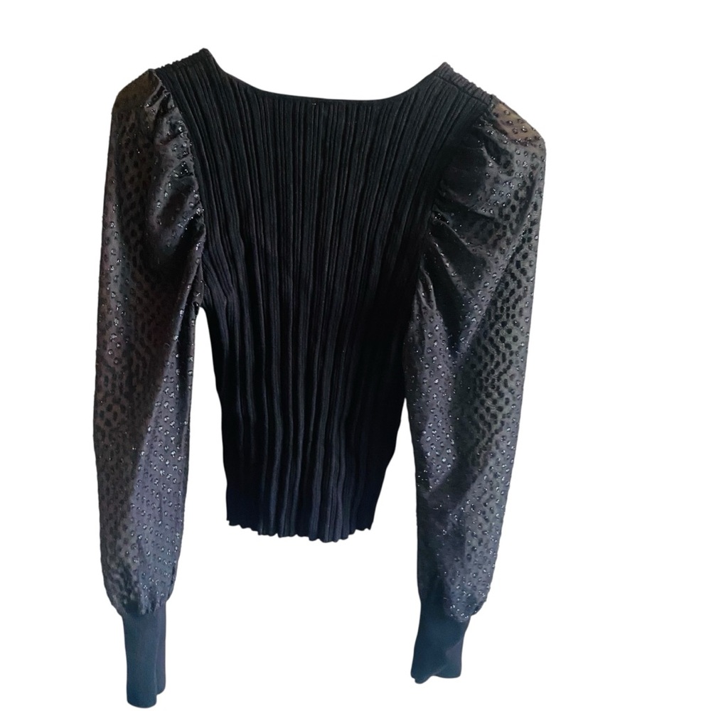 Anthropologie Puff Sleeve Shimmer Sweater in Black - Picture 13 of 16